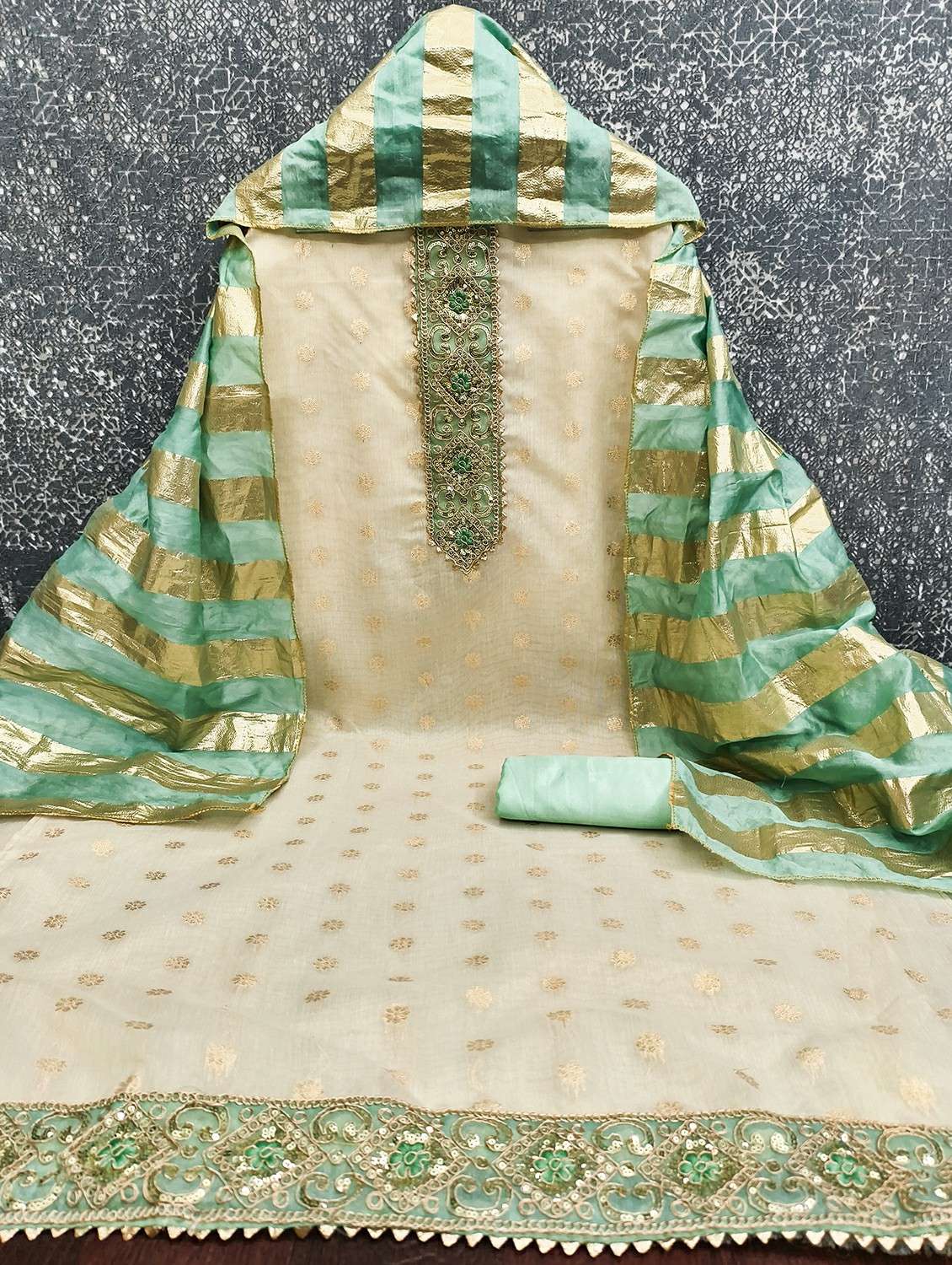 women self design embroidered unstitched suit set - 22431906 -  Standard Image - 1