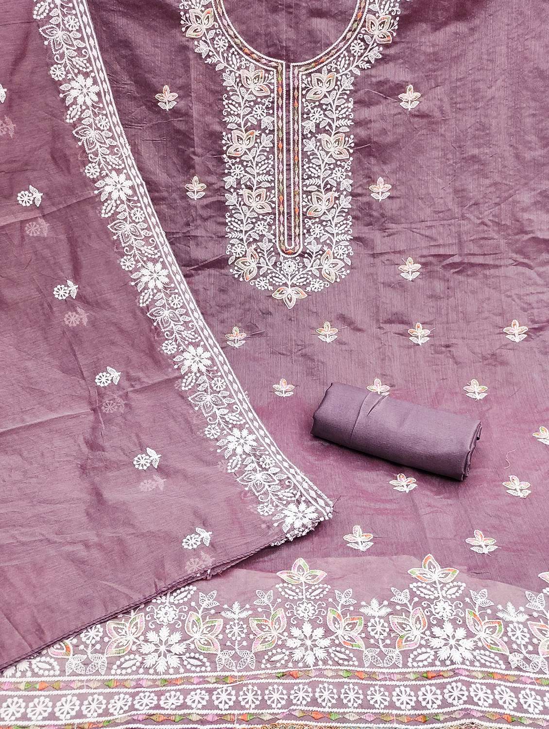 women solid with work unstitched suit set - 22431930 -  Standard Image - 1