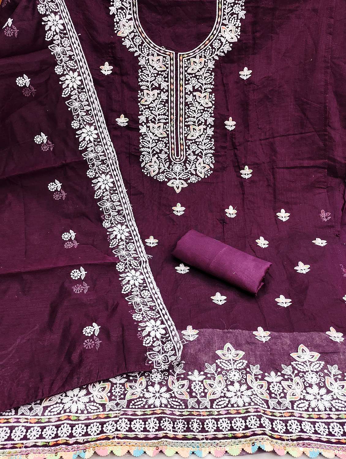 women solid with work unstitched suit set - 22431932 -  Standard Image - 1