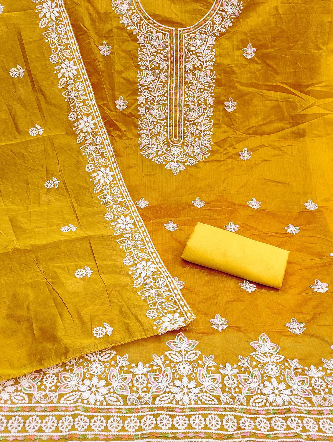 women solid with work unstitched suit set - 22431934 -  Standard Image - 1