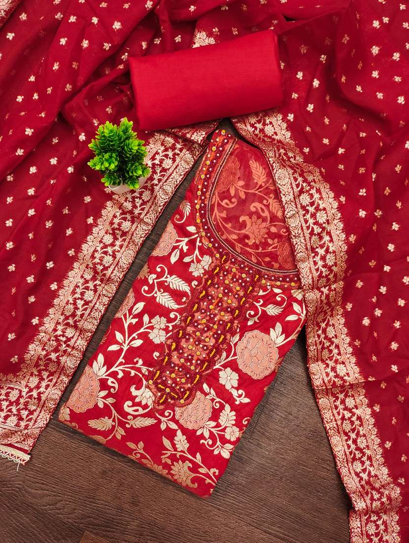 women self design unstitched suit set