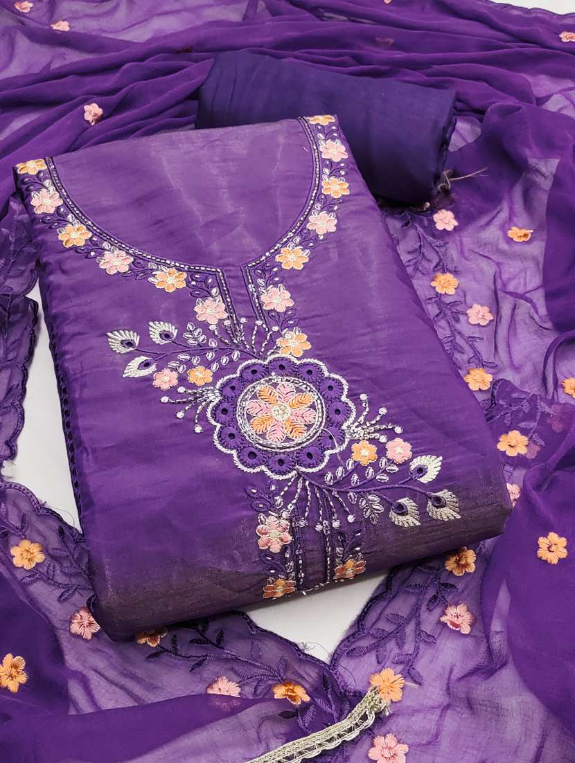 women solid with work unstitched suit set - 22432001 -  Standard Image - 1