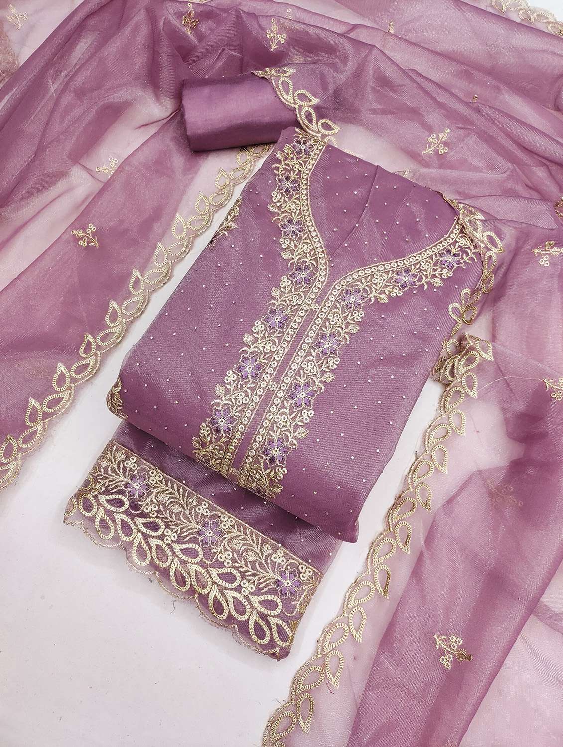 women solid with work unstitched suit set - 22432104 -  Standard Image - 1