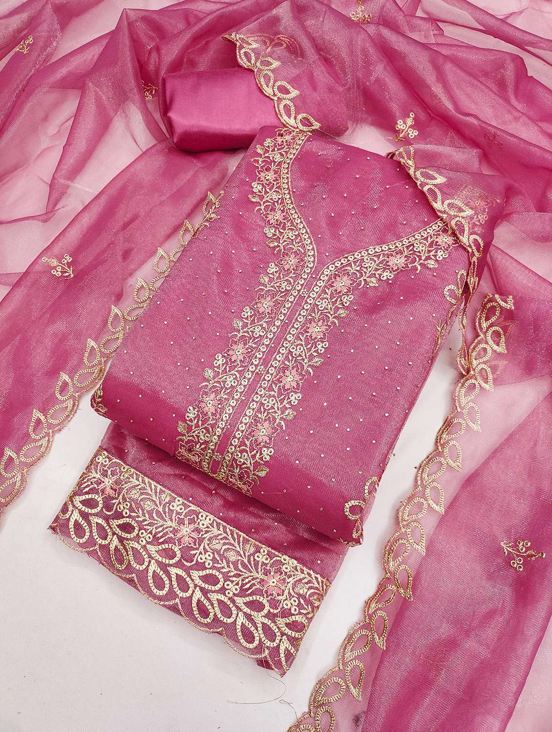 women solid with work unstitched suit set - 22432106 -  Standard Image - 1