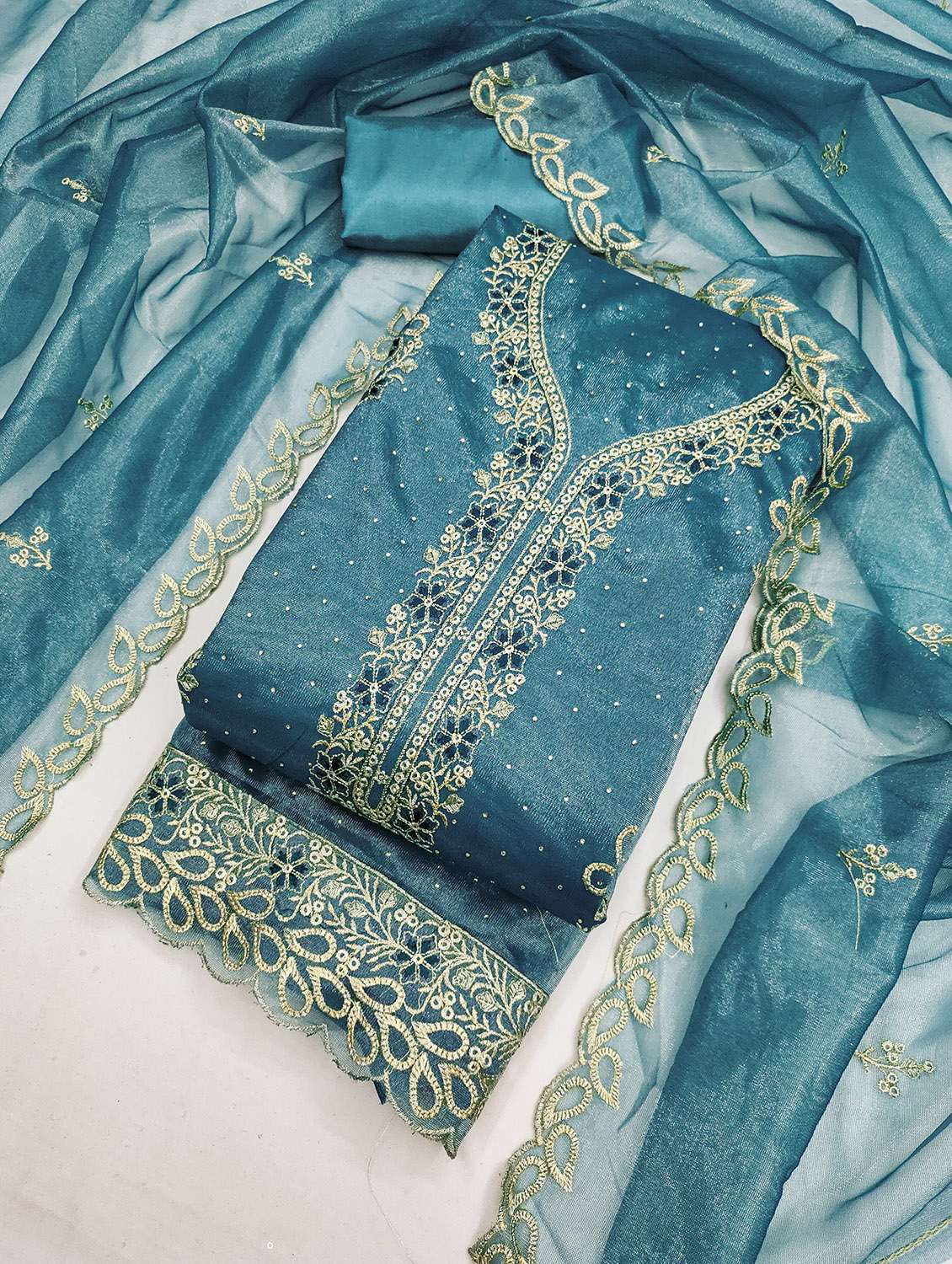 women solid with work unstitched suit set - 22432107 -  Standard Image - 1