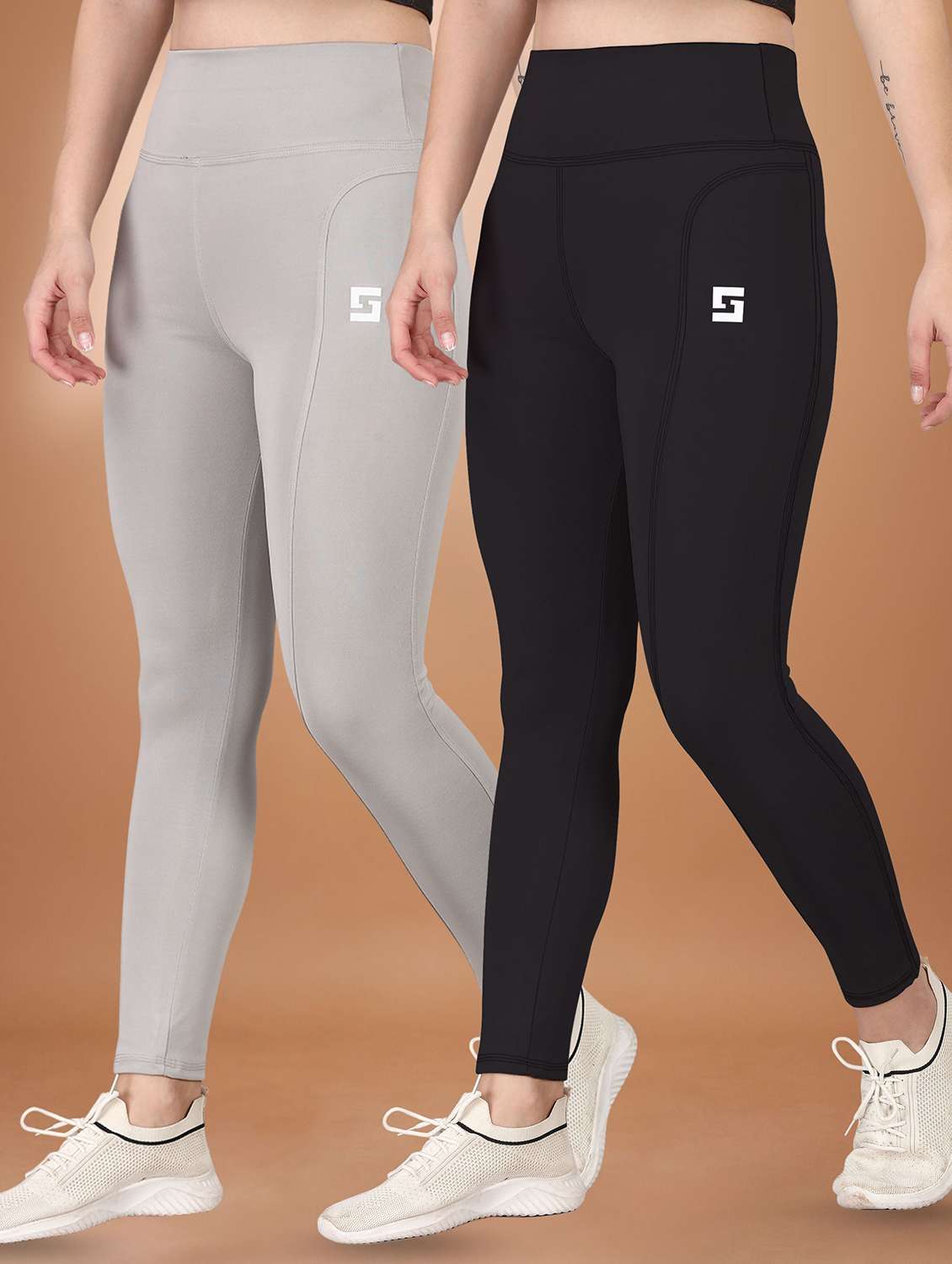 women pack of 2 solid yoga pants  - 22432182 -  Standard Image - 1