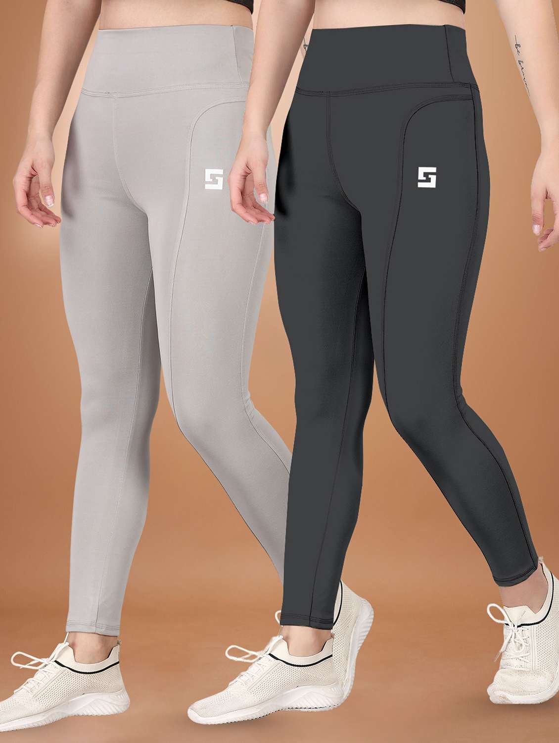 women pack of 2 mid rise yoga pants - 22432323 -  Standard Image - 1