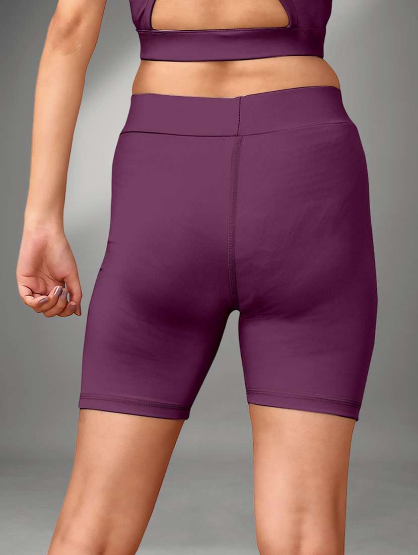 women purple polyester sports shorts short - 22432375 -  Standard Image - 4