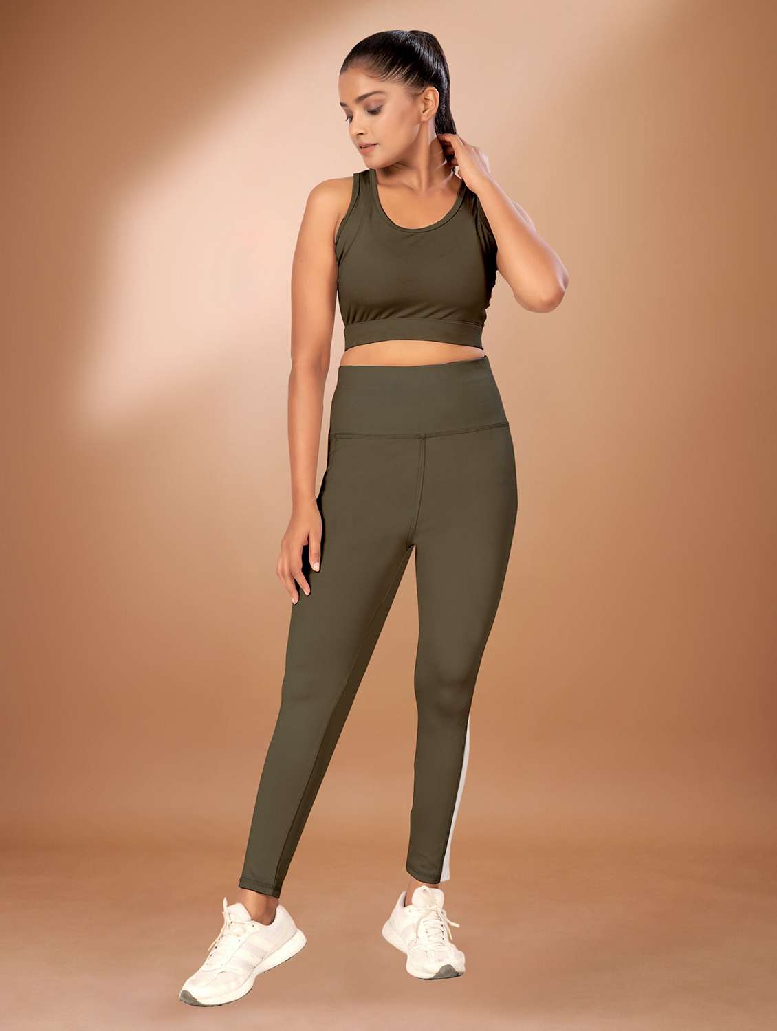 green polyester active wear set coord - 22432569 -  Standard Image - 1