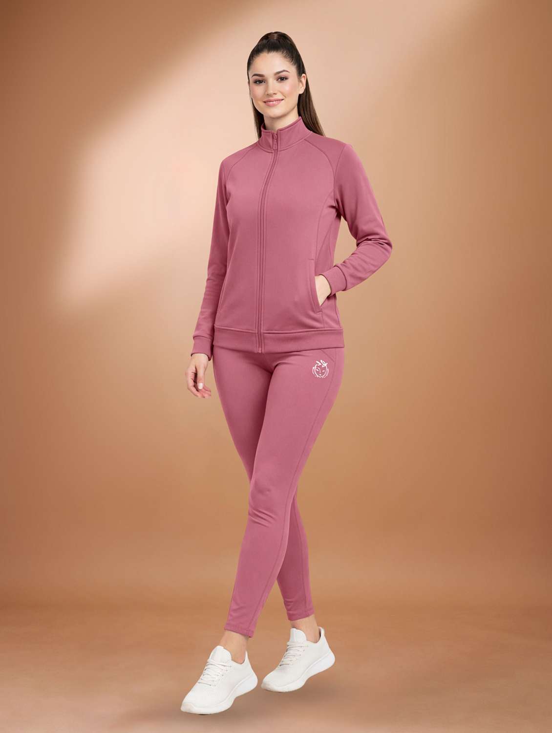 women purple polyester solids active wear set - 22432584 -  Standard Image - 1