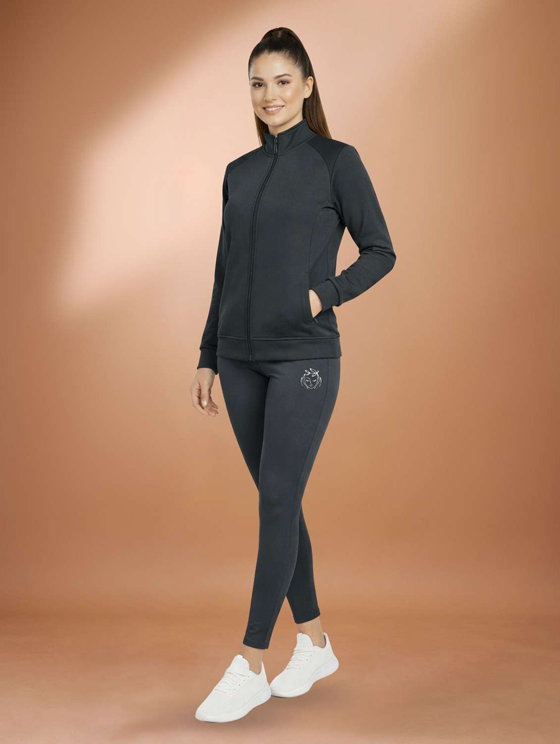 grey polyester active wear co-ord set - 22432585 -  Standard Image - 1
