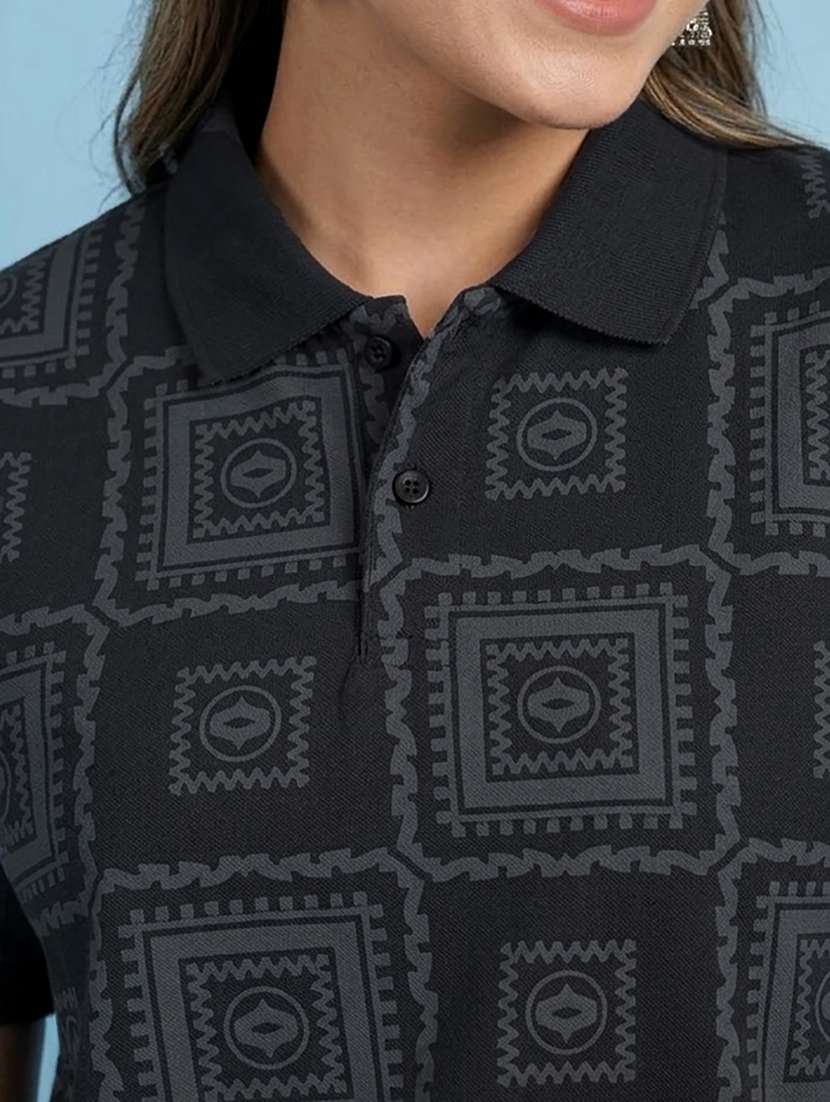 women printed short sleeve polo t-shirt - 22432797 -  Standard Image - 1