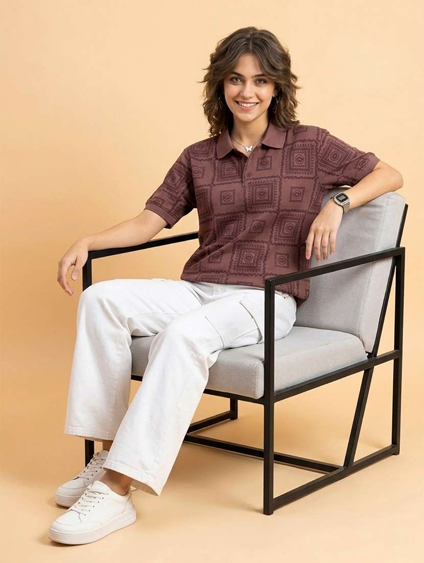 women printed short sleeve polo t-shirt - 22432798 -  Standard Image - 4