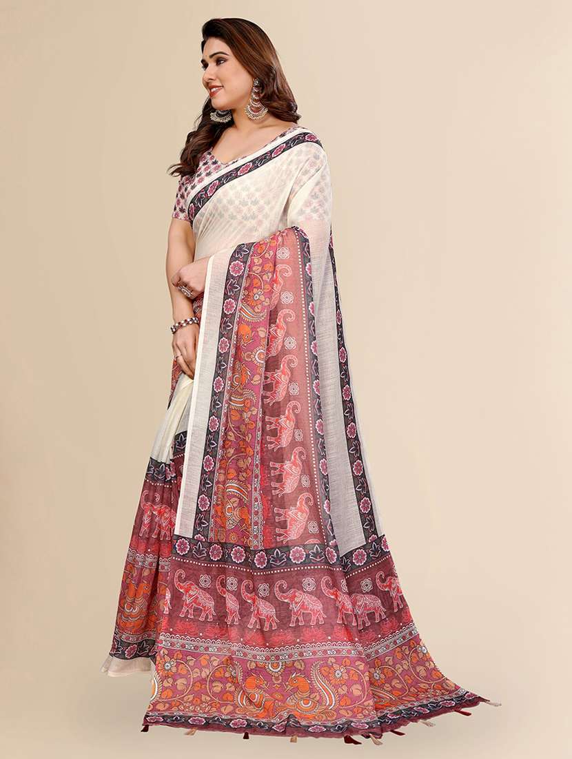 women printed casual wear saree with blouse - 22432832 -  Standard Image - 1