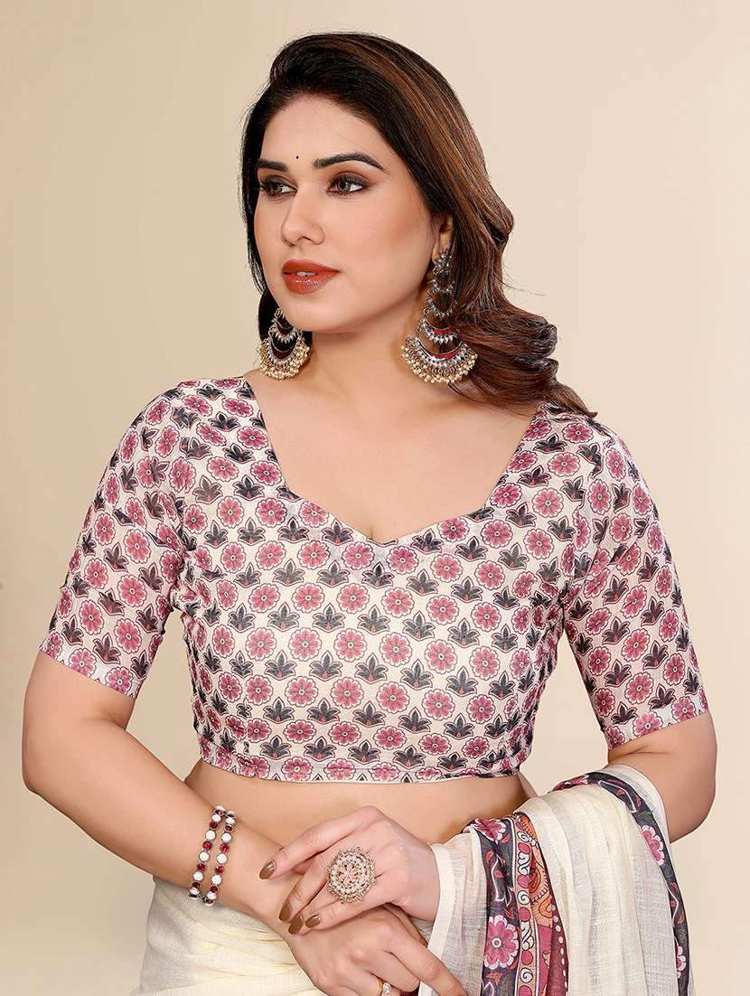 women printed casual wear saree with blouse - 22432832 -  Standard Image - 4
