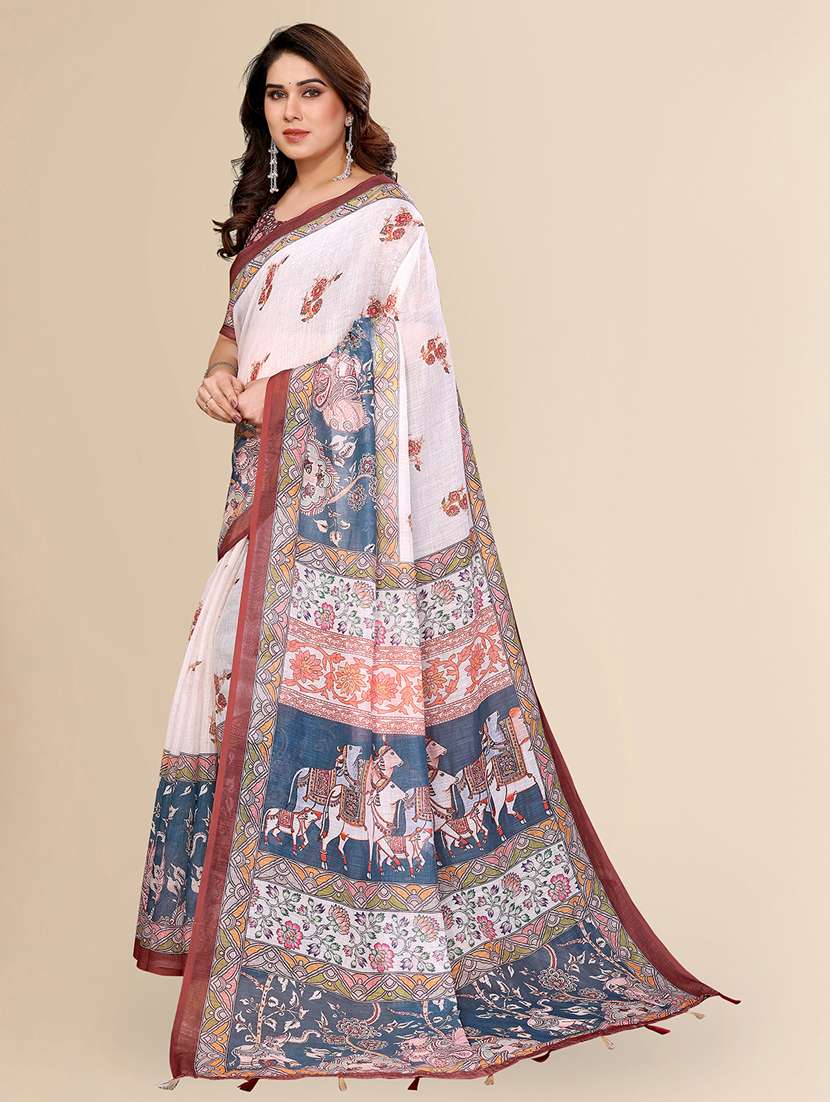women printed casual wear saree with blouse - 22432834 -  Standard Image - 1