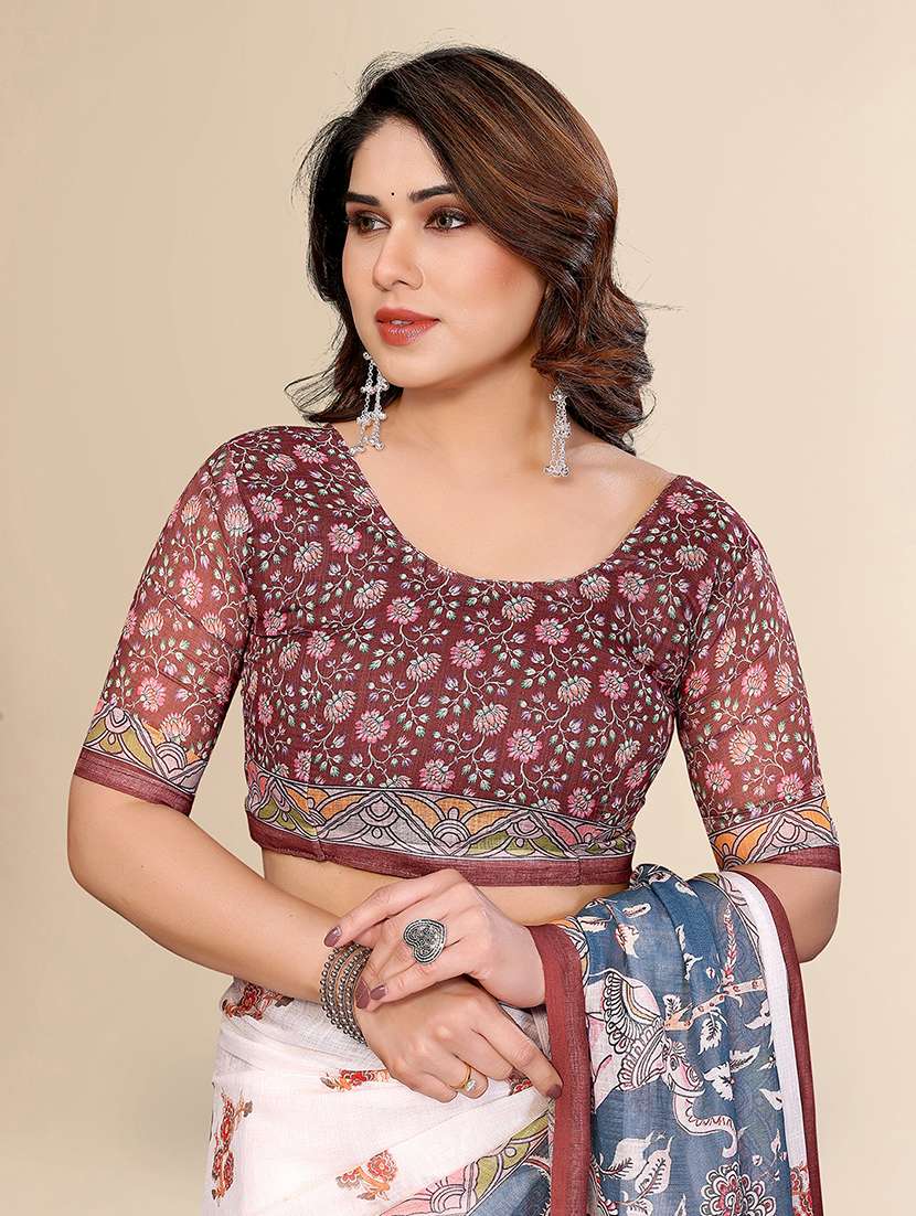 women printed casual wear saree with blouse - 22432834 -  Standard Image - 4