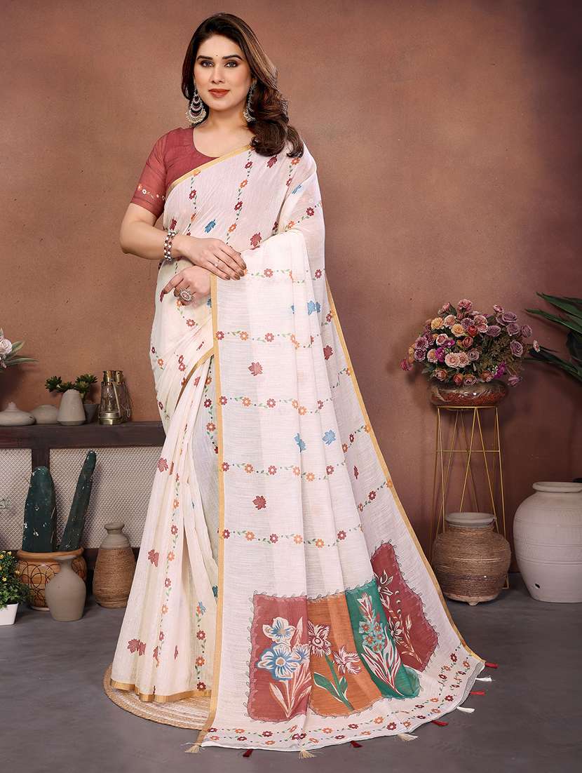women printed casual wear saree with blouse - 22432882 -  Standard Image - 1
