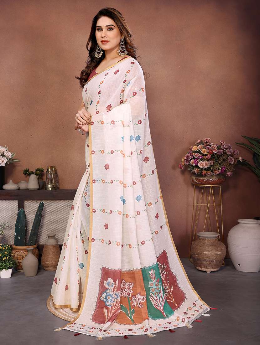 women printed casual wear saree with blouse - 22432882 -  Standard Image - 4