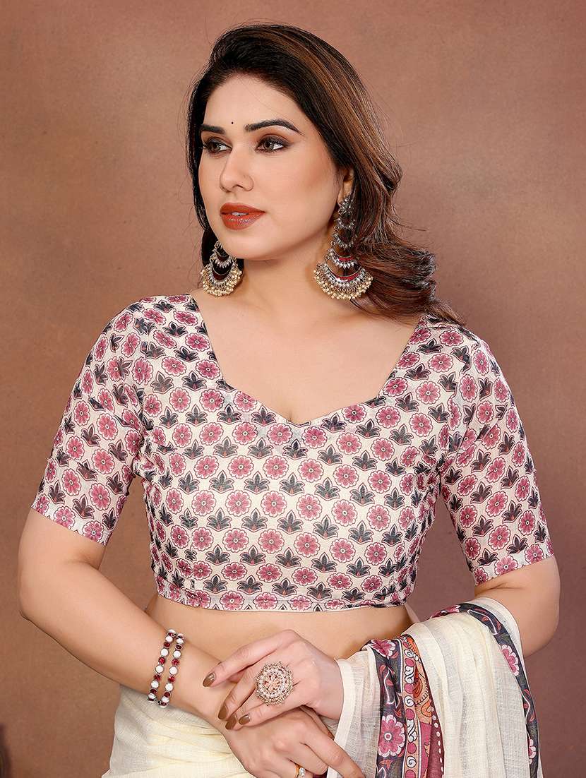 women printed casual wear saree with blouse - 22432884 -  Standard Image - 4