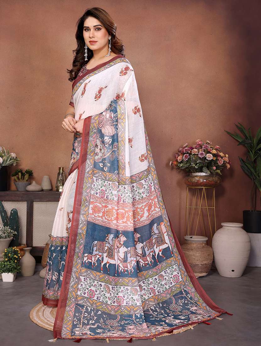 women printed casual wear saree with blouse - 22432886 -  Standard Image - 1