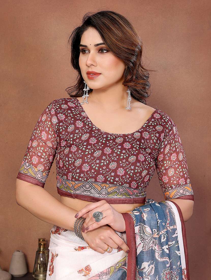 women printed casual wear saree with blouse - 22432886 -  Standard Image - 4