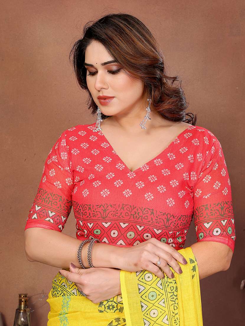 women printed casual wear saree with blouse - 22432887 -  Standard Image - 4