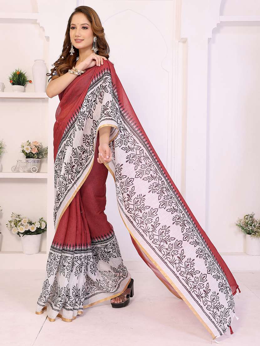 women printed casual wear saree with blouse - 22432893 -  Standard Image - 1
