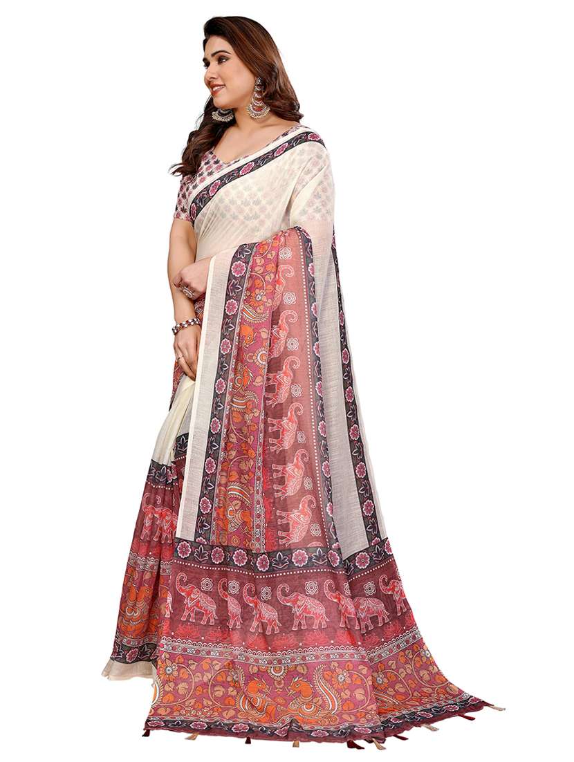 women printed casual wear saree with blouse - 22432907 -  Standard Image - 1