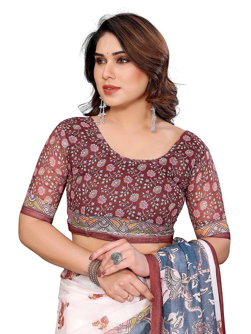 women printed casual wear saree with blouse - 22432909 -  Standard Image - 4