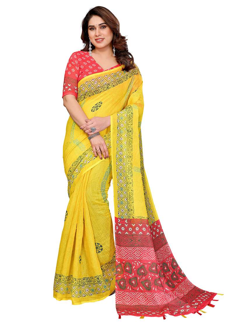 women printed casual wear saree with blouse - 22432910 -  Standard Image - 1
