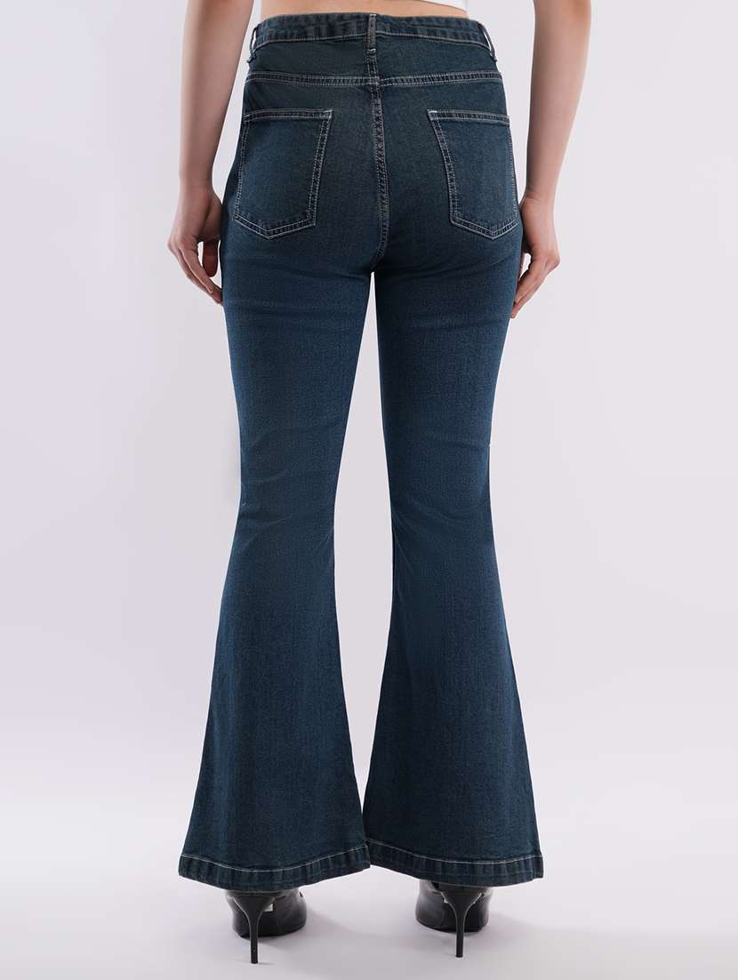 women solid high rise bootcut jean - 22433106 -  Standard Image - 4