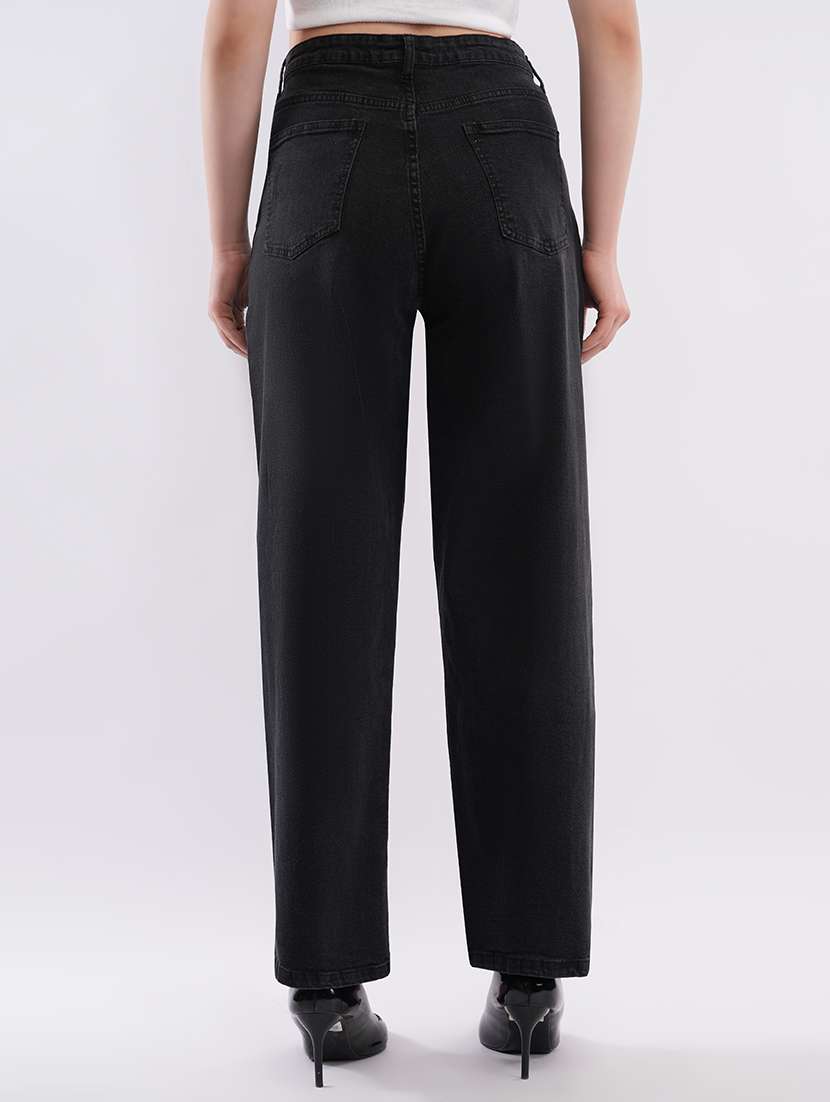 women solid high rise wide leg jean - 22433107 -  Standard Image - 4