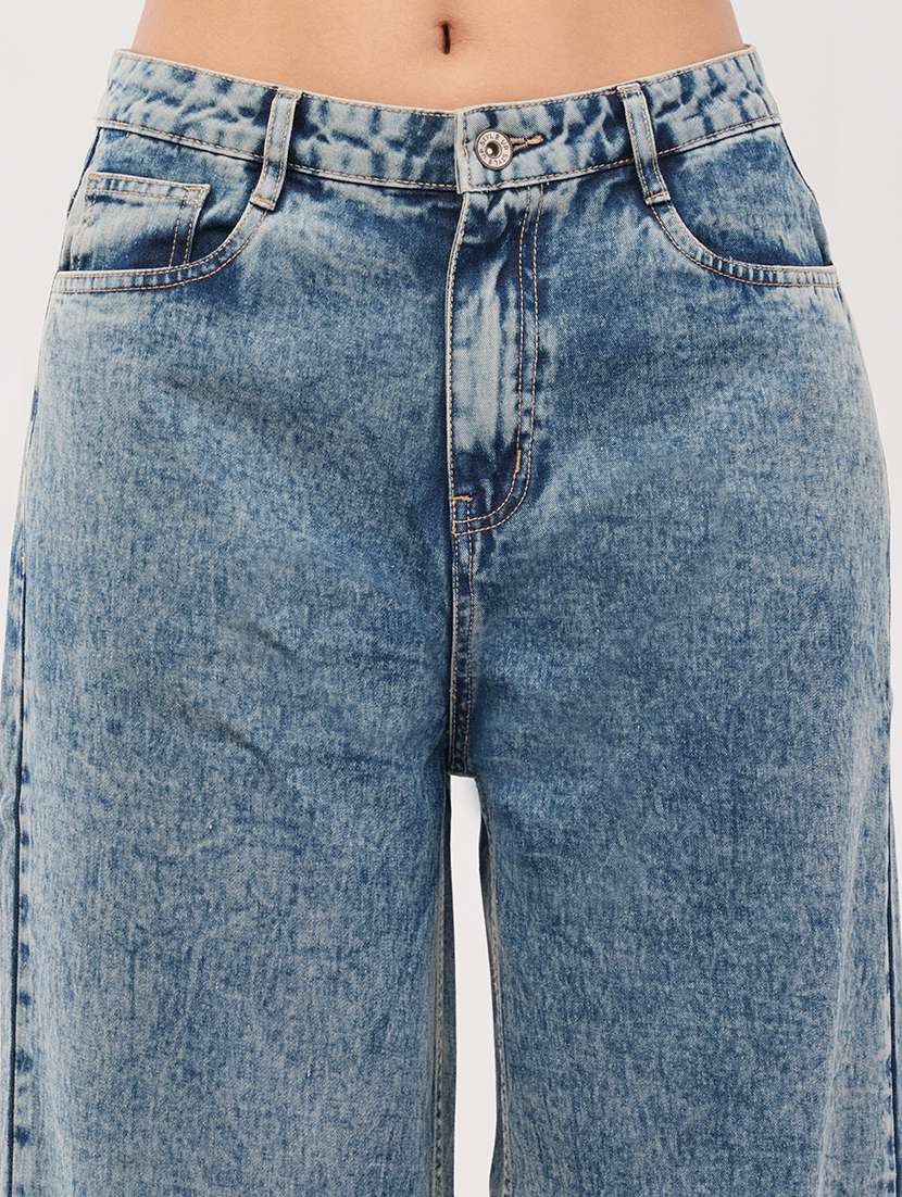 women solid high rise wide leg jean - 22433108 -  Standard Image - 1