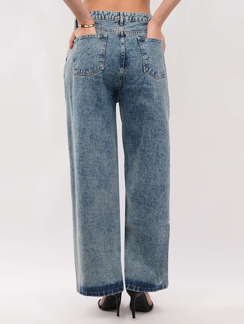 women solid high rise wide leg jean - 22433108 -  Standard Image - 4