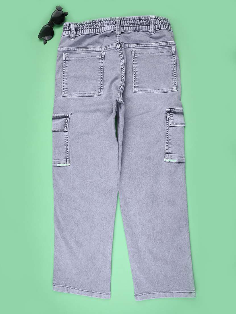Grey Poly Cotton Plain Jean - 22433122 -  Standard Image - 1