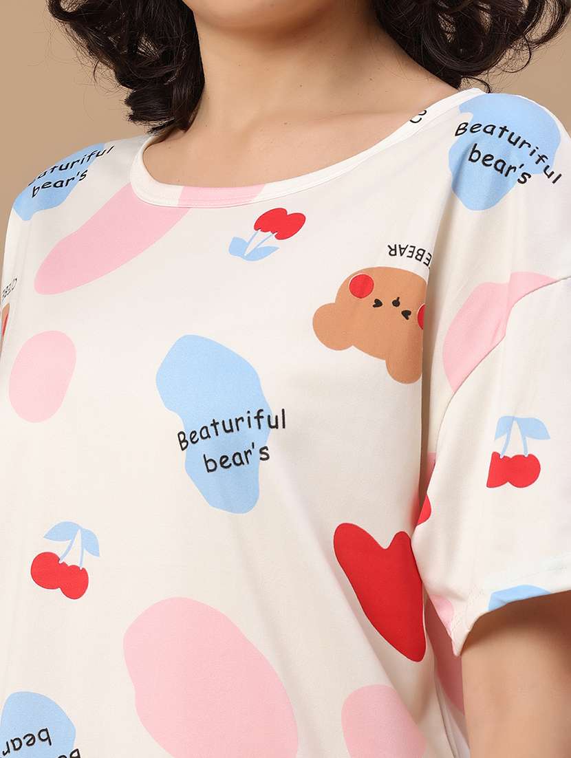 off white polyester nighty sleepshirts & - 22433375 -  Standard Image - 1