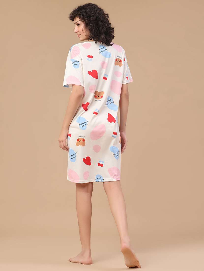 off white polyester nighty sleepshirts & - 22433375 -  Standard Image - 4