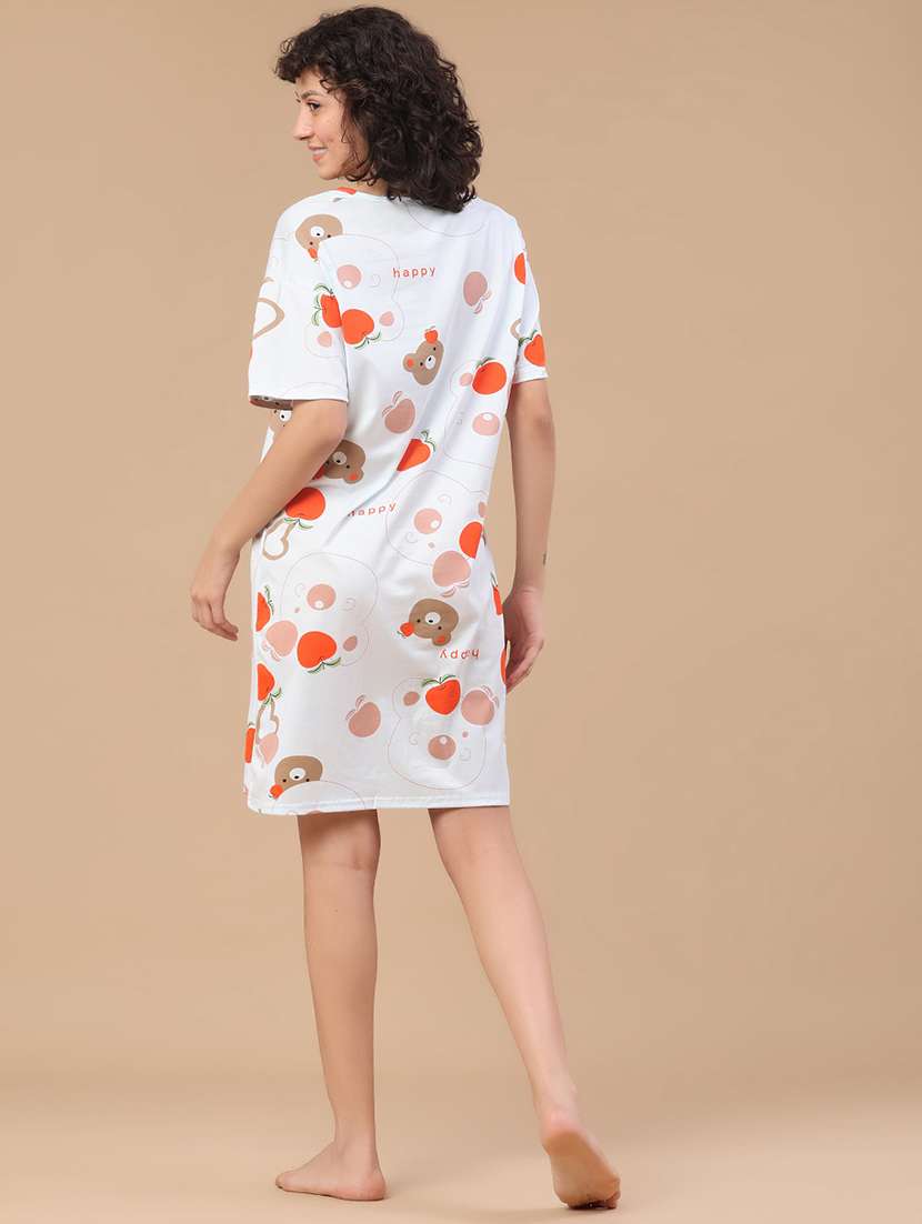 white polyester nighty sleepshirts & - 22433378 -  Standard Image - 4