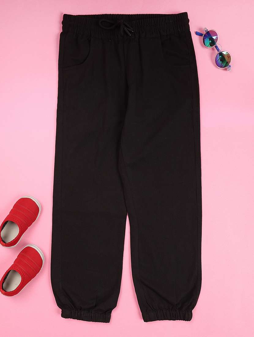Girls Solid Mid Rise Regular Fit Jogger - 22433389 -  Standard Image - 1