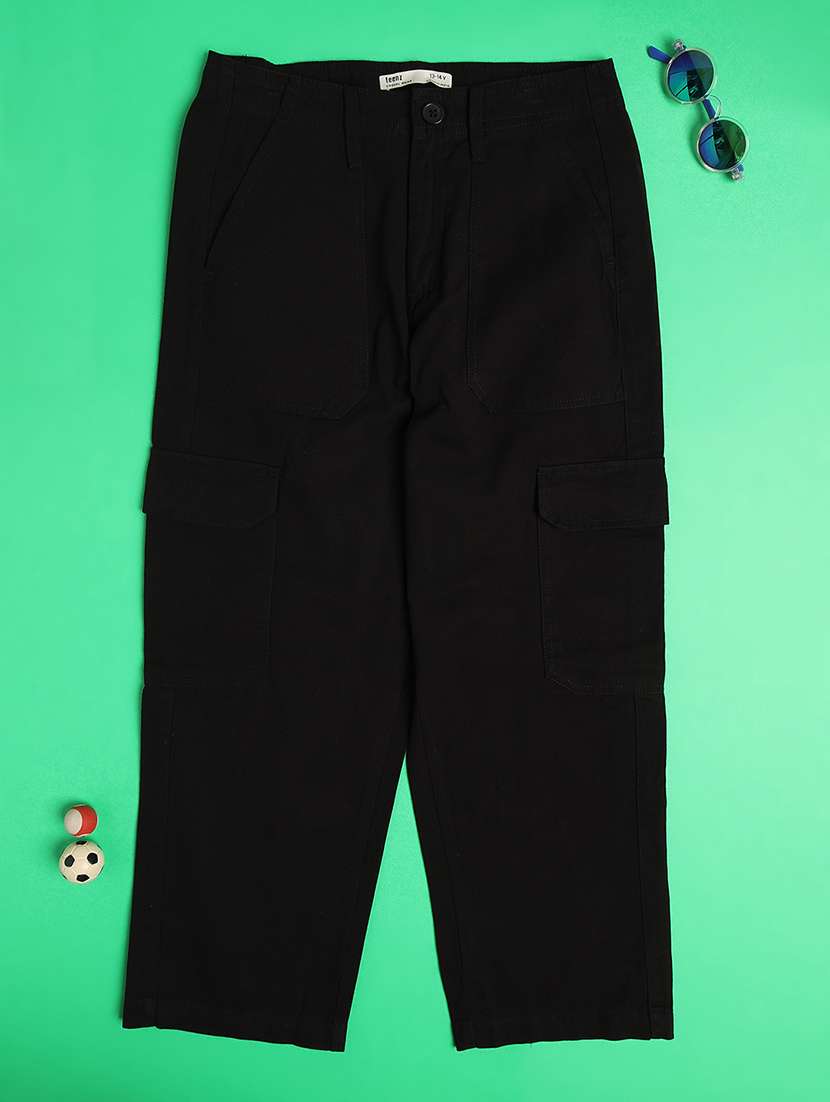 boys solid mid rise cargo pant - 22433392 -  Standard Image - 1