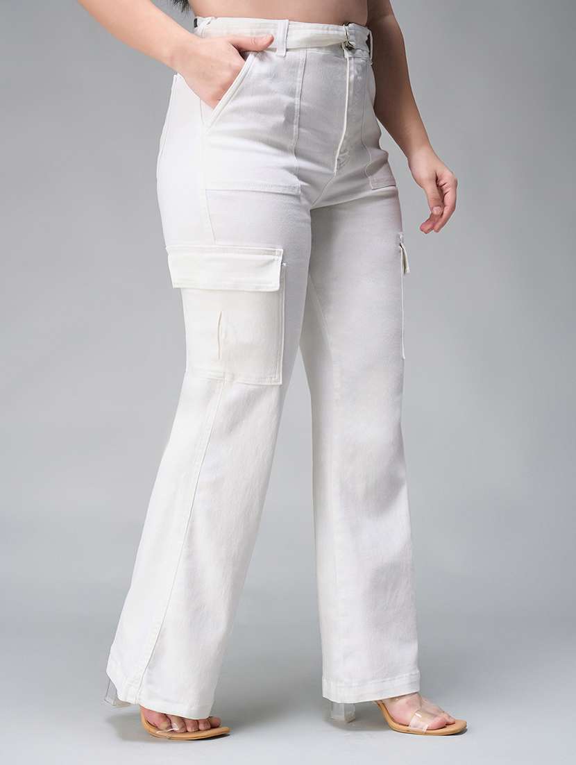 women solid high rise cargo - 22433411 -  Standard Image - 1