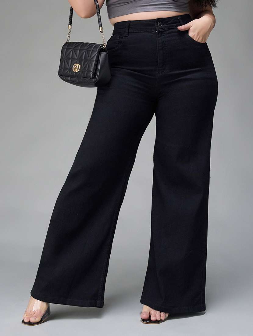 women solid high rise bootcut jeans - 22433416 -  Standard Image - 1
