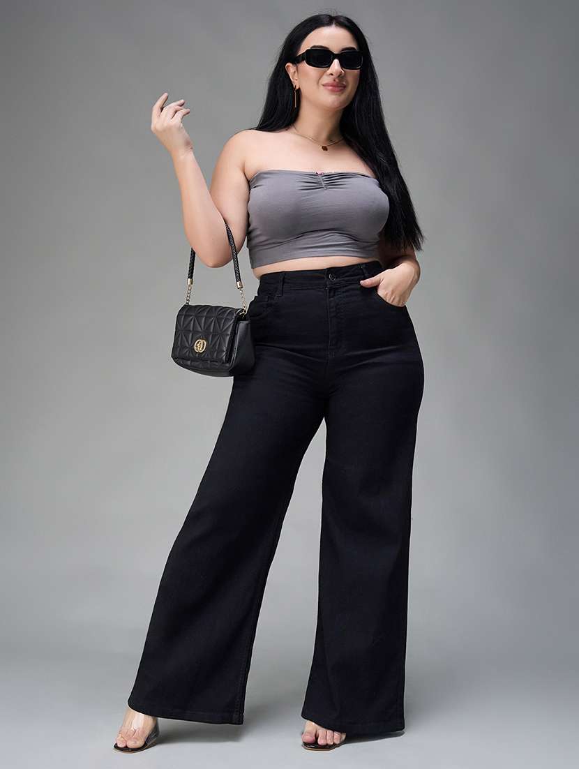 women solid high rise bootcut jeans - 22433416 -  Standard Image - 4