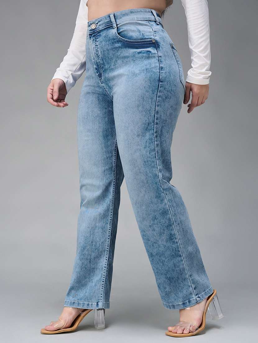 women solid high rise straight jeans - 22433417 -  Standard Image - 1