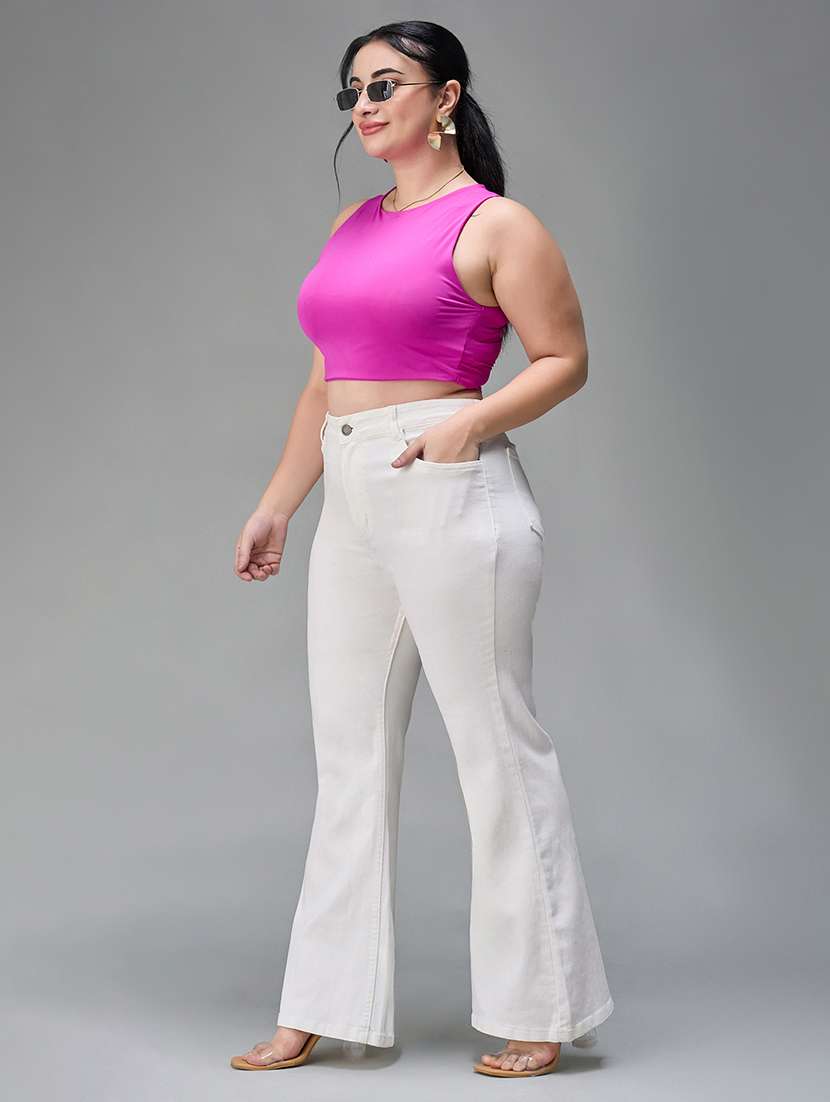 women solid high rise bootcut jeans - 22433419 -  Standard Image - 4