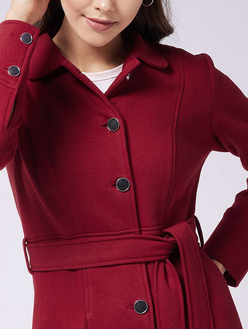 women solid long sleeve trench coat - 22433467 -  Standard Image - 1