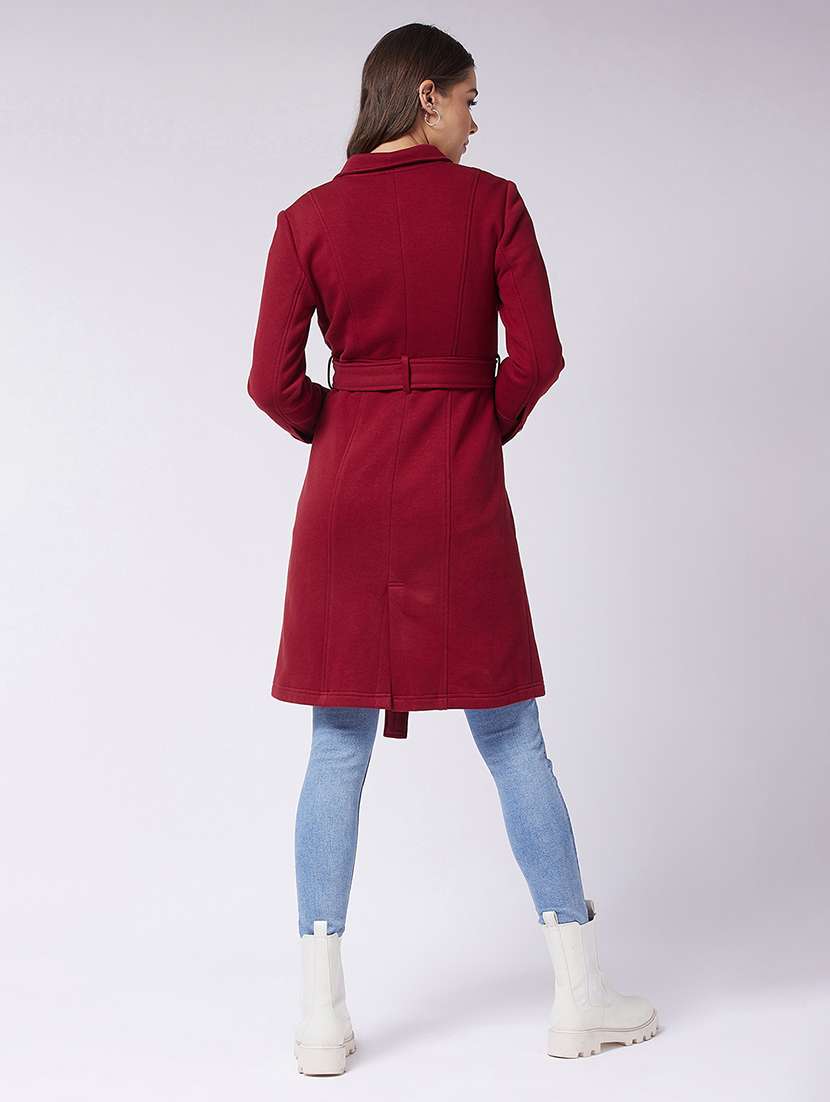 women solid long sleeve trench coat - 22433467 -  Standard Image - 4