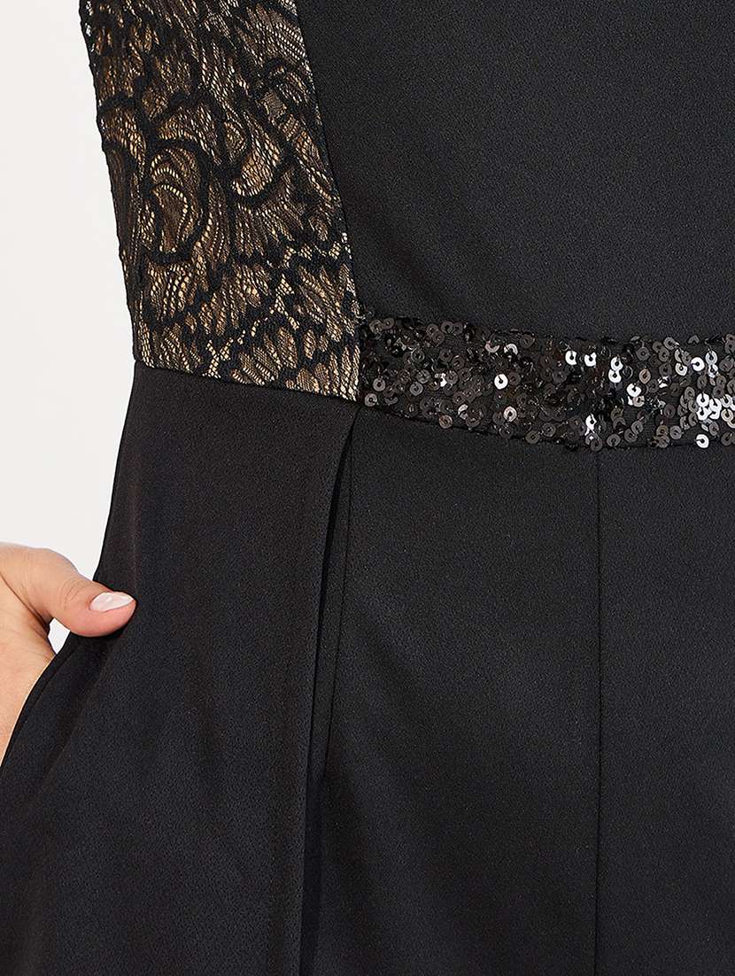 women self designed short sleeve lace jumpsuit - 22433475 -  Standard Image - 1