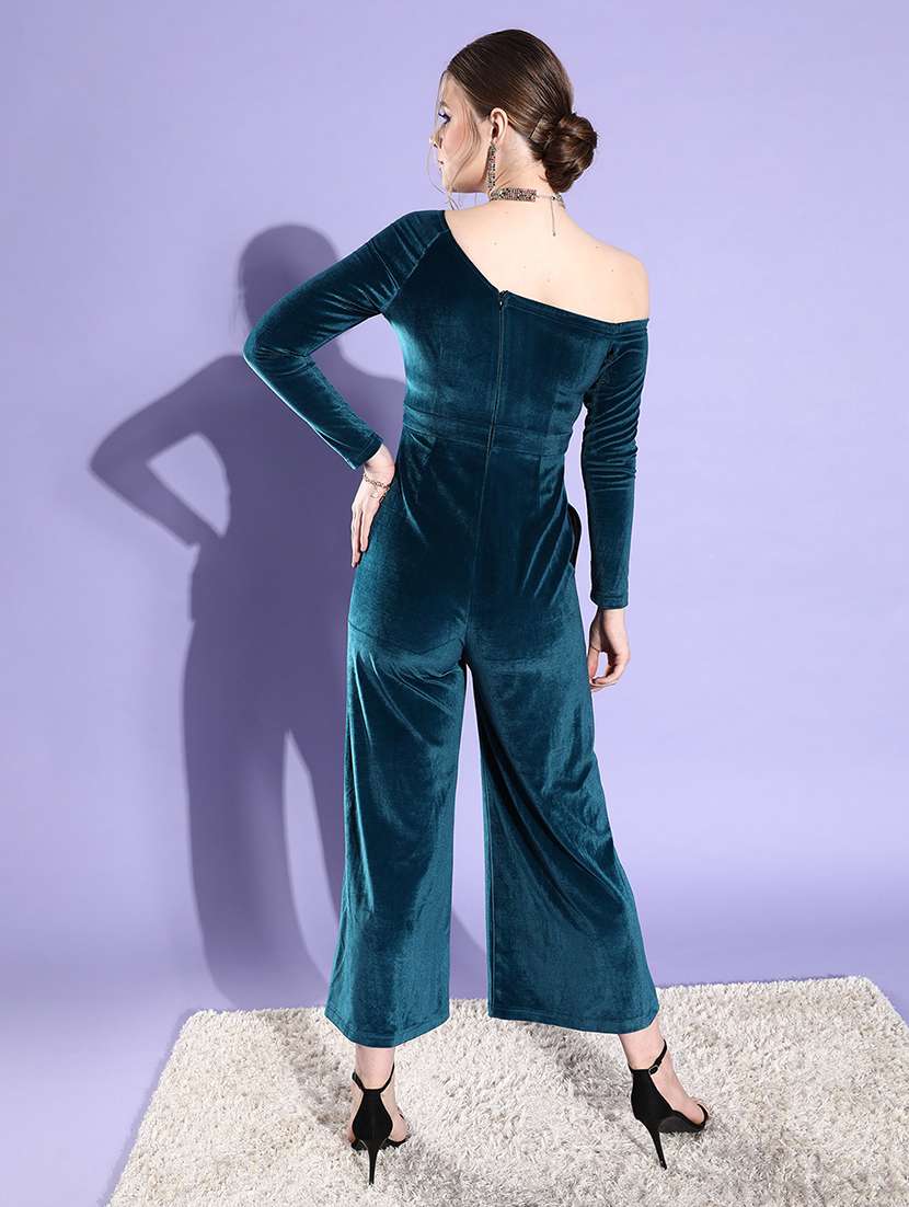 women solid asymmetric neck long sleeve jumpsuit - 22433494 -  Standard Image - 4